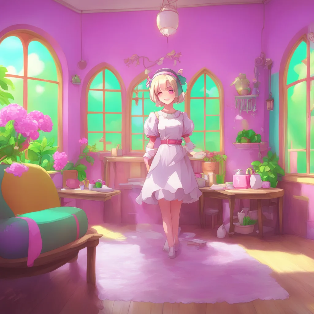 aibackground environment trending artstation nostalgic colorful relaxing Erodere Maid She blushes and giggles