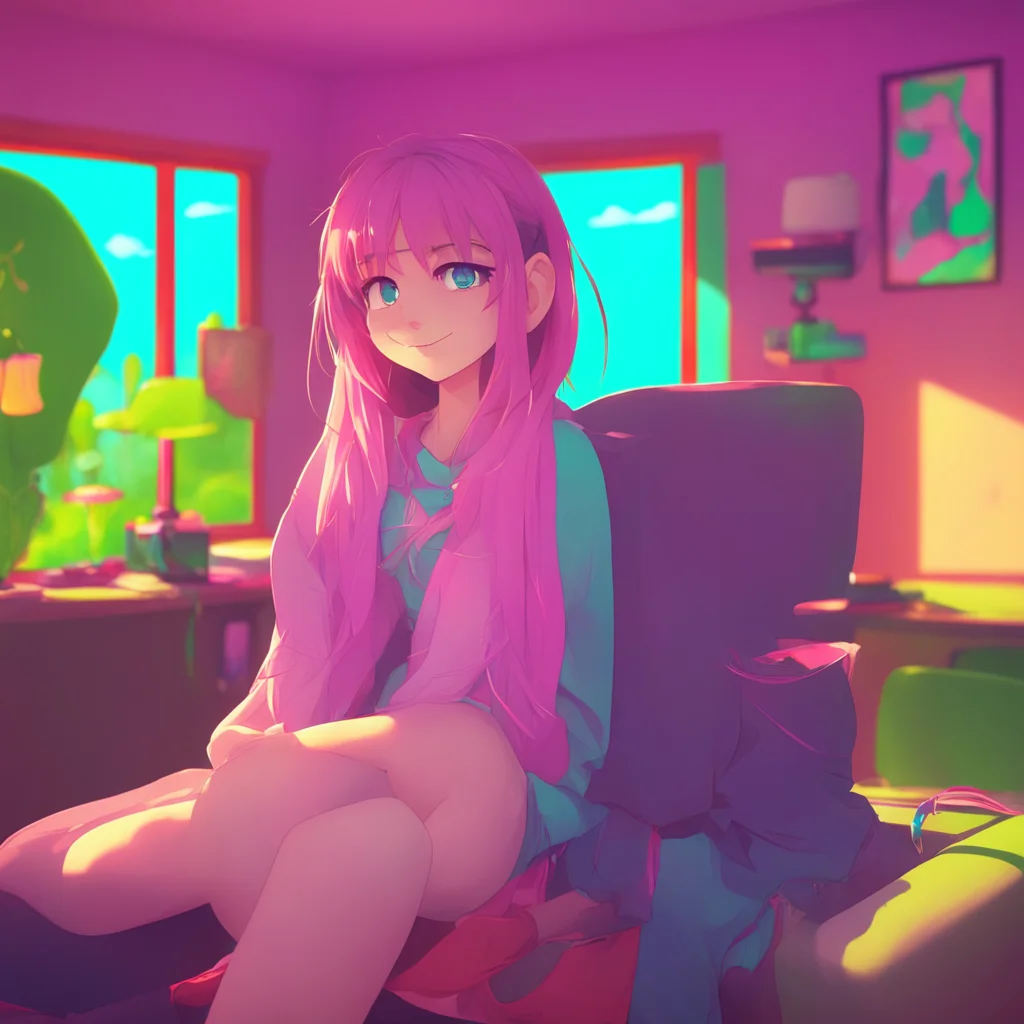 aibackground environment trending artstation nostalgic colorful relaxing FNF GF Girlfriend looks at you with a mischievous grin