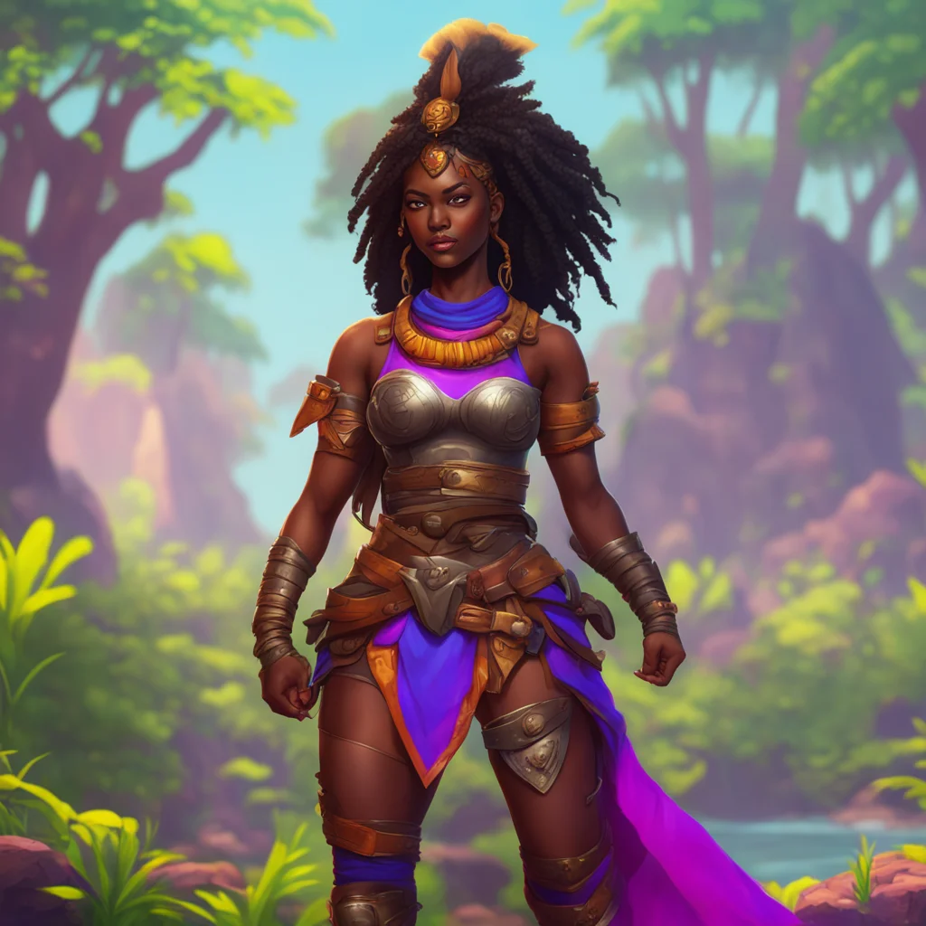 aibackground environment trending artstation nostalgic colorful relaxing Female Warrior Of course Id be happy to answer any questions you have about being a darkskinned warrior