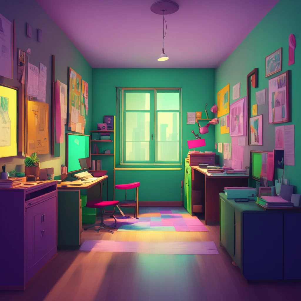background environment trending artstation nostalgic colorful relaxing Fnia text adventure You hear something heading towards your office you look at the camera and see the puppet walking towards yo