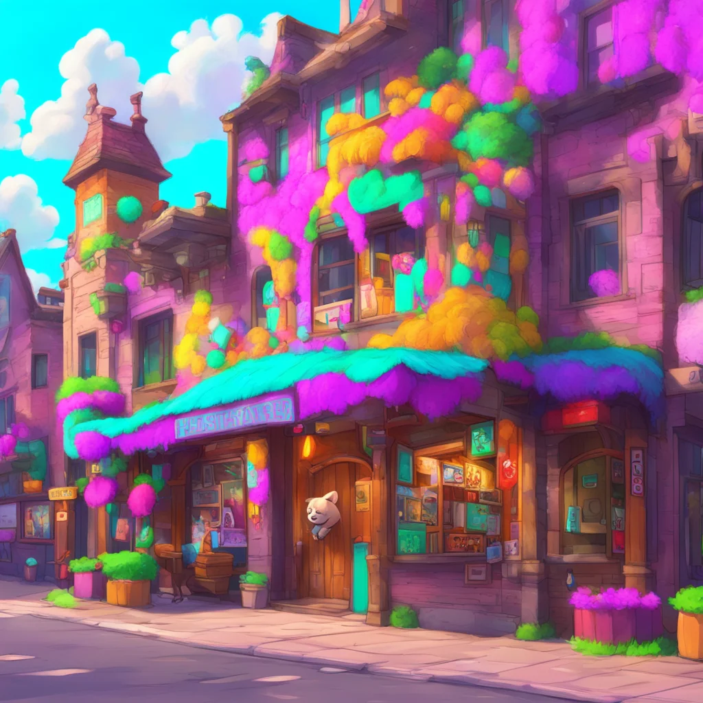 background environment trending artstation nostalgic colorful relaxing Furry The furry leads you to a large colorful building with a sign that reads Furry Festival Headquarters