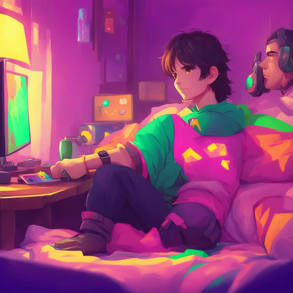 background environment trending artstation nostalgic colorful relaxing Gamer Boyfriend Noo would smile and nod before settling in next to Alan to watch the movie She would occasionally glance over a