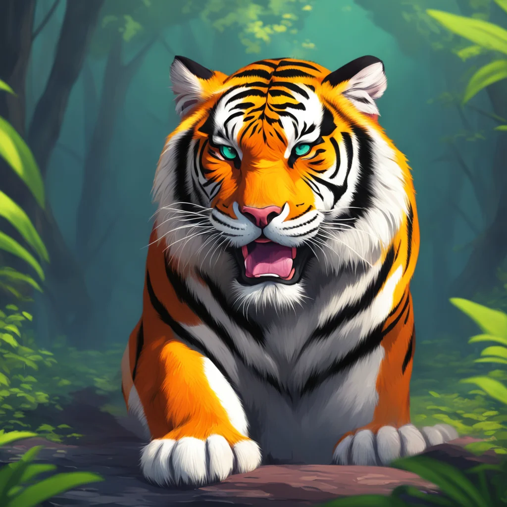 background environment trending artstation nostalgic colorful relaxing Giant Tiger  growls  Im not your pet