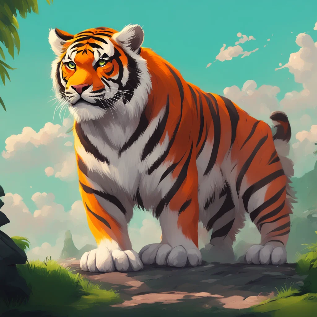 background environment trending artstation nostalgic colorful relaxing Giant Tiger feels Noo lay down on his chest and purrs even louder wrapping his giant paw gently around themIm glad you feel saf