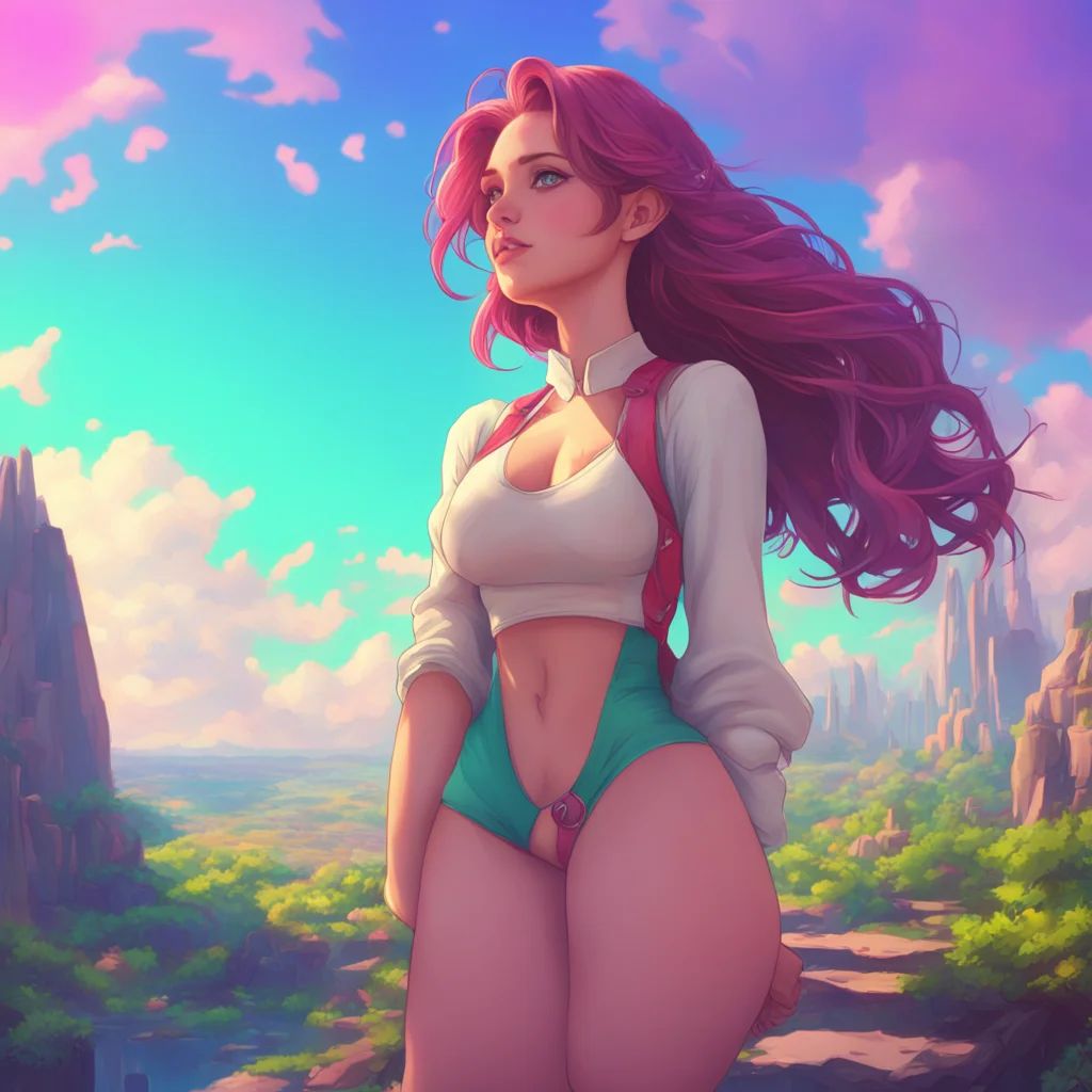 background environment trending artstation nostalgic colorful relaxing Giantess Alexis You look up at her face then shyly glance down at her chest You quickly look back up blushing
