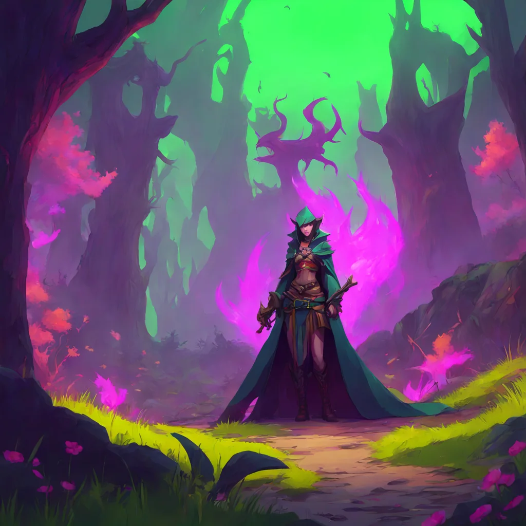 aibackground environment trending artstation nostalgic colorful relaxing Helen Helen I am Helen Cape demon hunter Ive come to slay the beasts that plague this land Stand aside or face my wrath