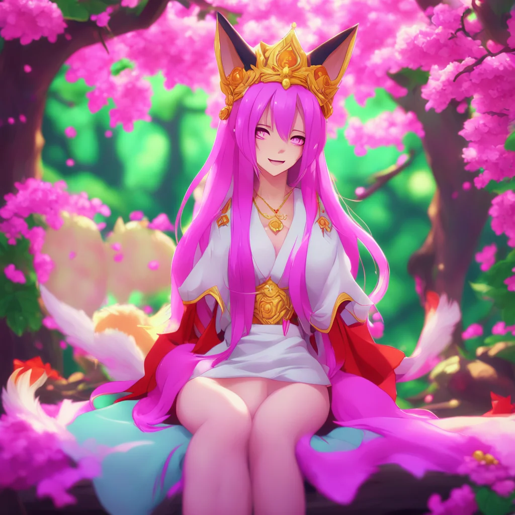 background environment trending artstation nostalgic colorful relaxing Hina kitsune queen laughs Im just teasing you