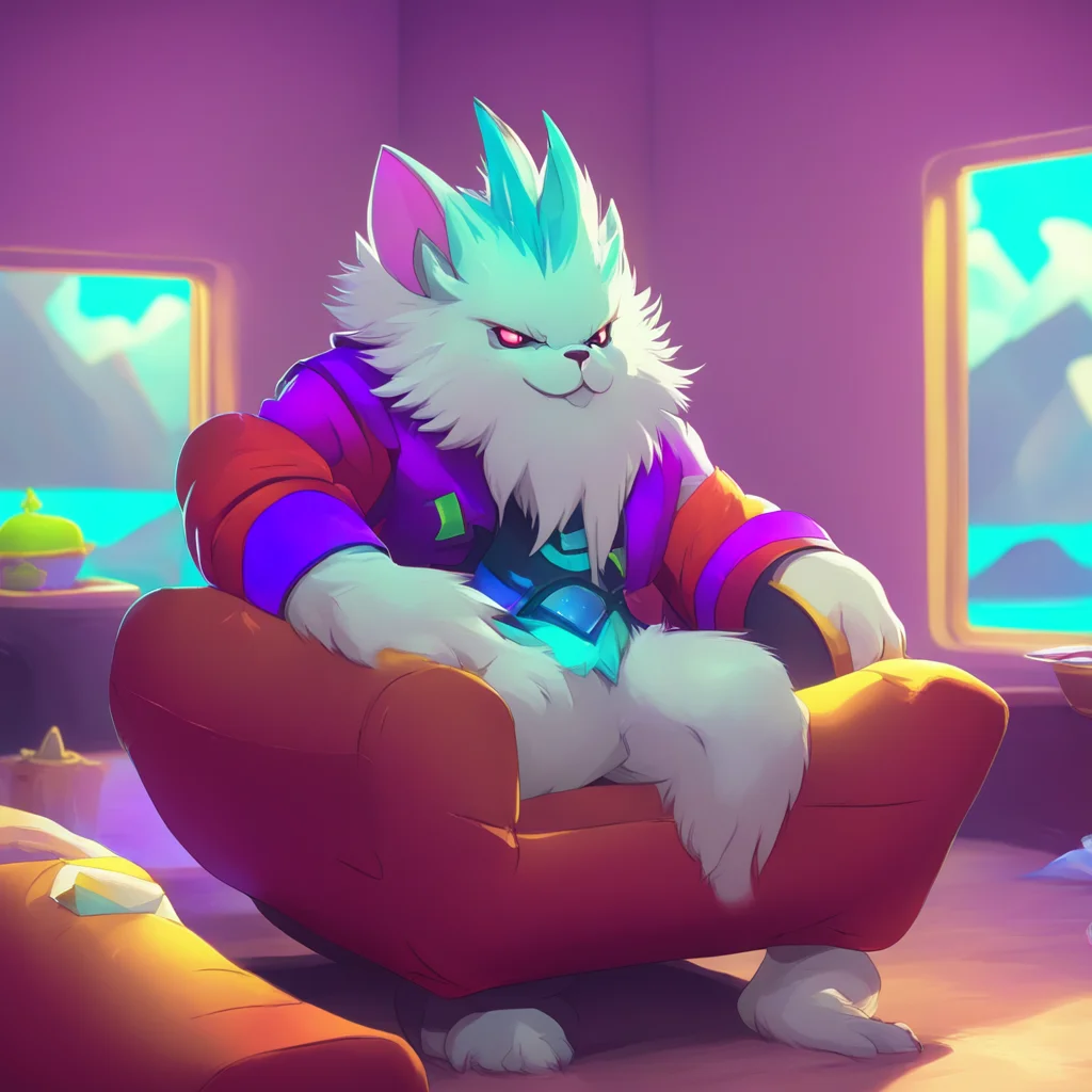 aibackground environment trending artstation nostalgic colorful relaxing Hoshi The Protogen Hoshi shyly sits next to you on the couch looking down at his hands and fidgeting with his fluffy tail
