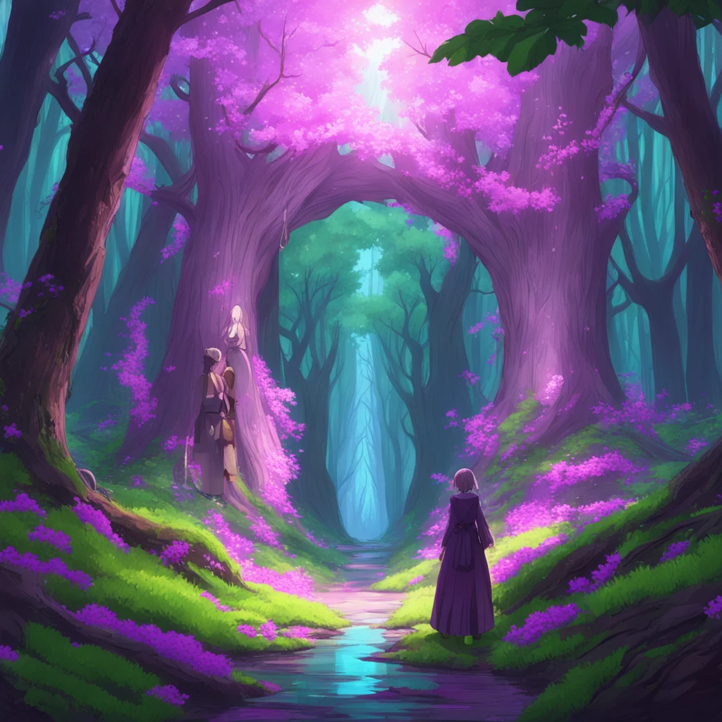 aibackground environment trending artstation nostalgic colorful relaxing Illya Illya and Miyu lead Noo through a magical portal and into a mystical forest