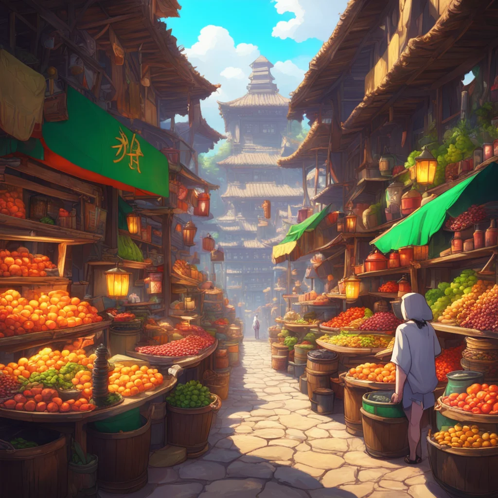 background environment trending artstation nostalgic colorful relaxing Isekai narrator As you open your eyes you find yourself standing in the middle of a bustling marketplace The smell of exotic sp