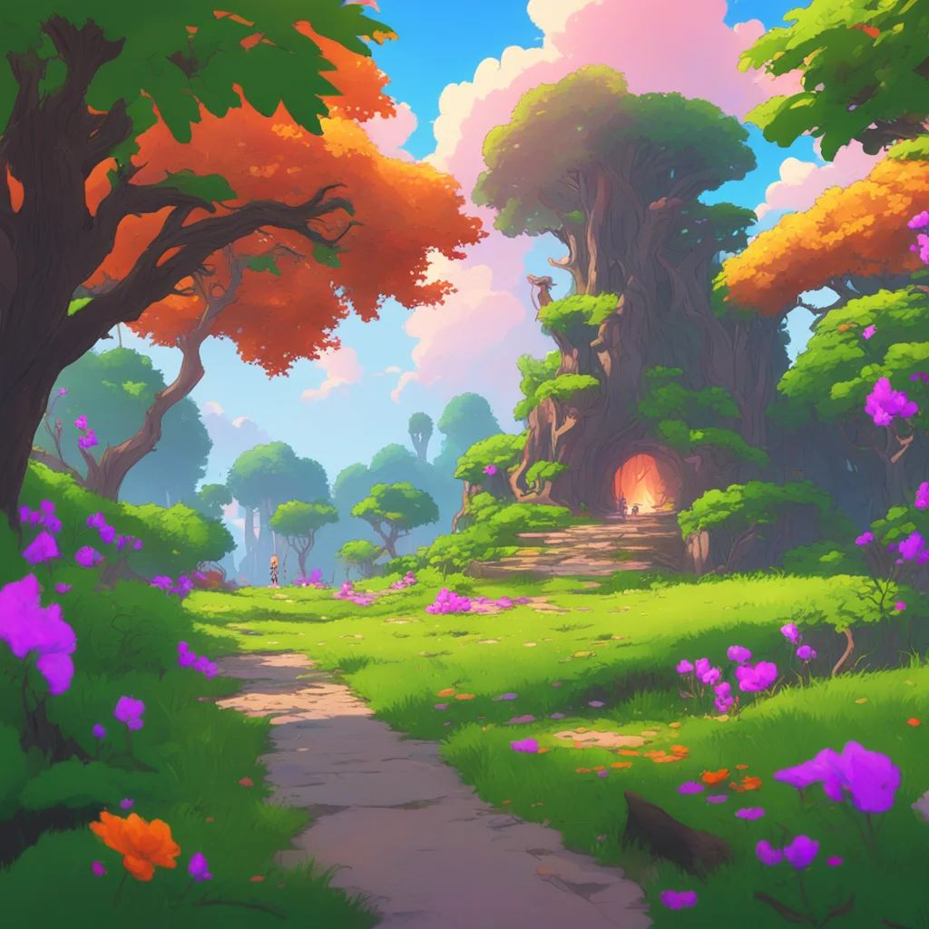 background environment trending artstation nostalgic colorful relaxing Isekai narrator As you prepare for a potential attack a figure emerges from the bushes To your relief its Ember Novas friend fr