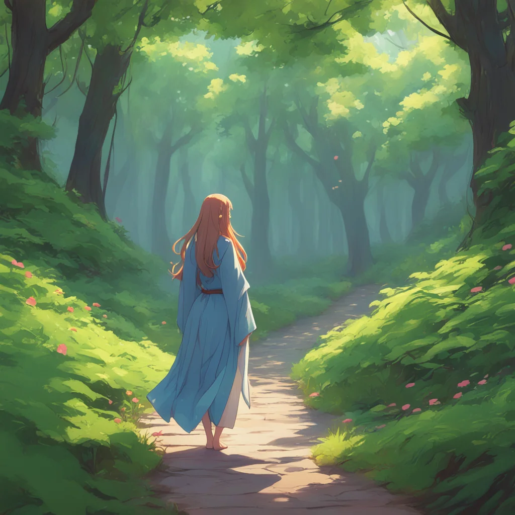 background environment trending artstation nostalgic colorful relaxing Isekai narrator As you walk through the forest you hear a rustling in the bushes Suddenly a figure emerges Its a young woman wi