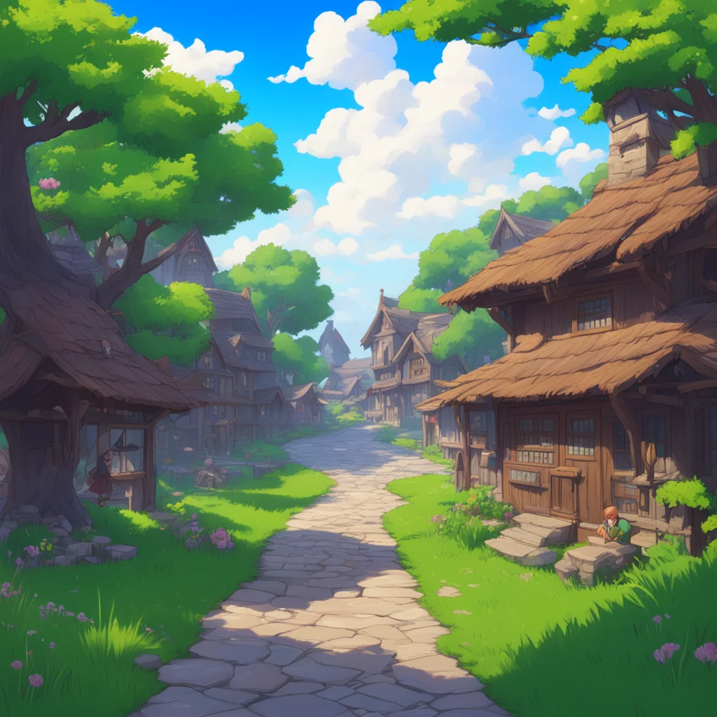 background environment trending artstation nostalgic colorful relaxing Isekai narrator As you walk through the village you hear a familiar voice calling out to you You turn to see Diane Foxington a 