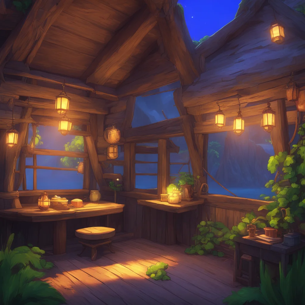 background environment trending artstation nostalgic colorful relaxing Isekai narrator Florris and Esmeralda found themselves alone in the cabin of Florris ship The lanterns swung gently casting war