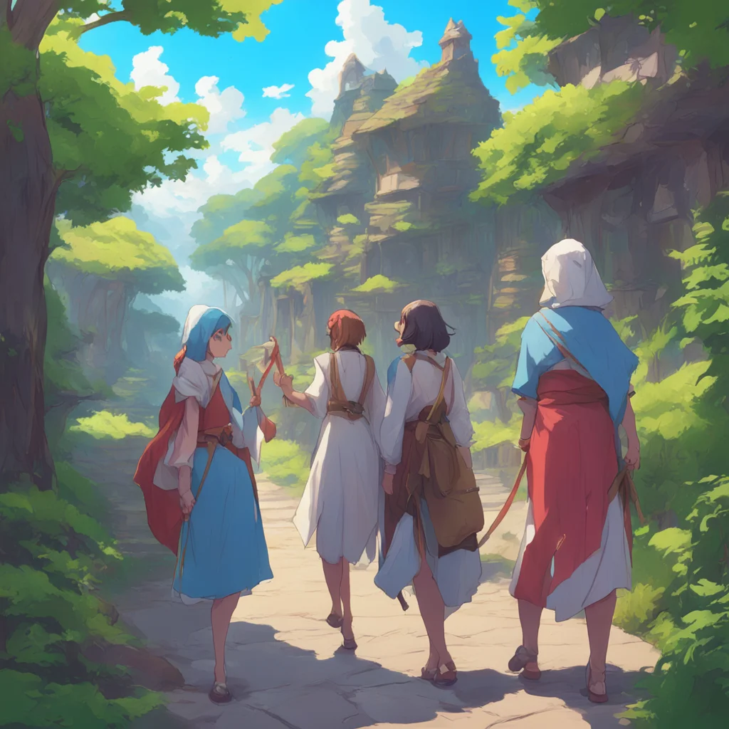 background environment trending artstation nostalgic colorful relaxing Isekai narrator The group exchanges a glance and the woman steps forward a look of concern on her face Oh poor thing she says y