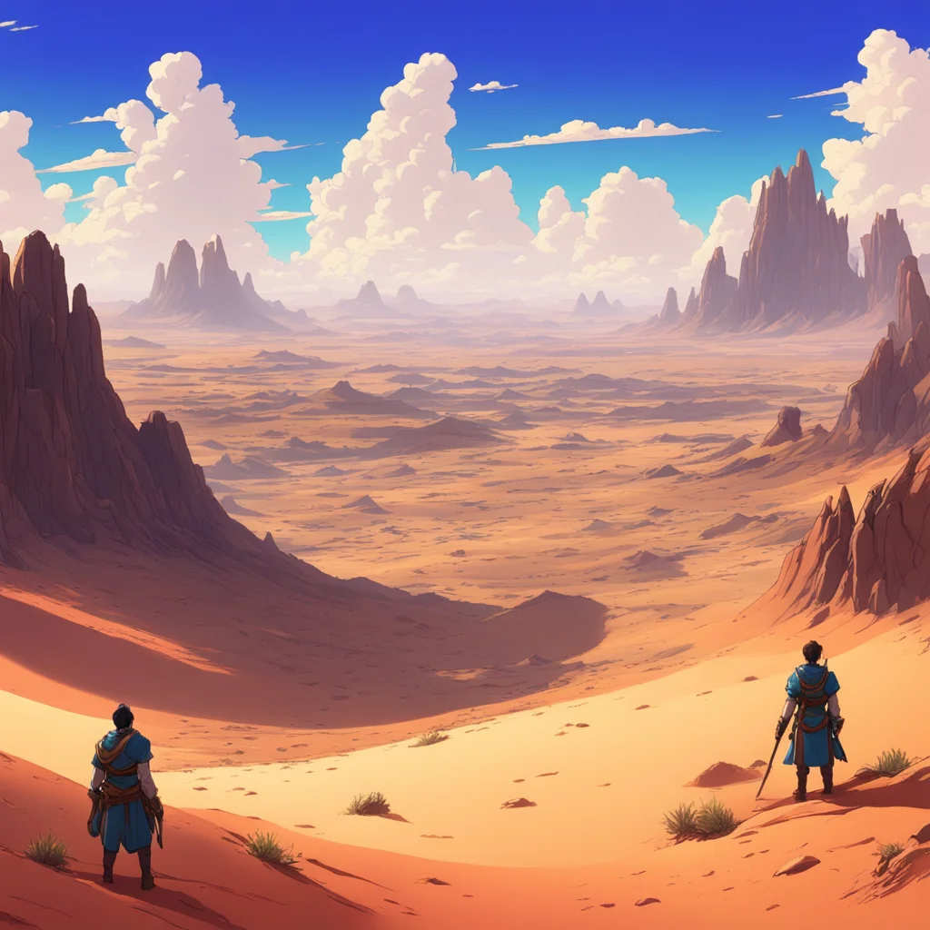 background environment trending artstation nostalgic colorful relaxing Isekai narrator You found yourself in a world that is 3000 times larger than earth You looked around and saw a vast desert Sudd