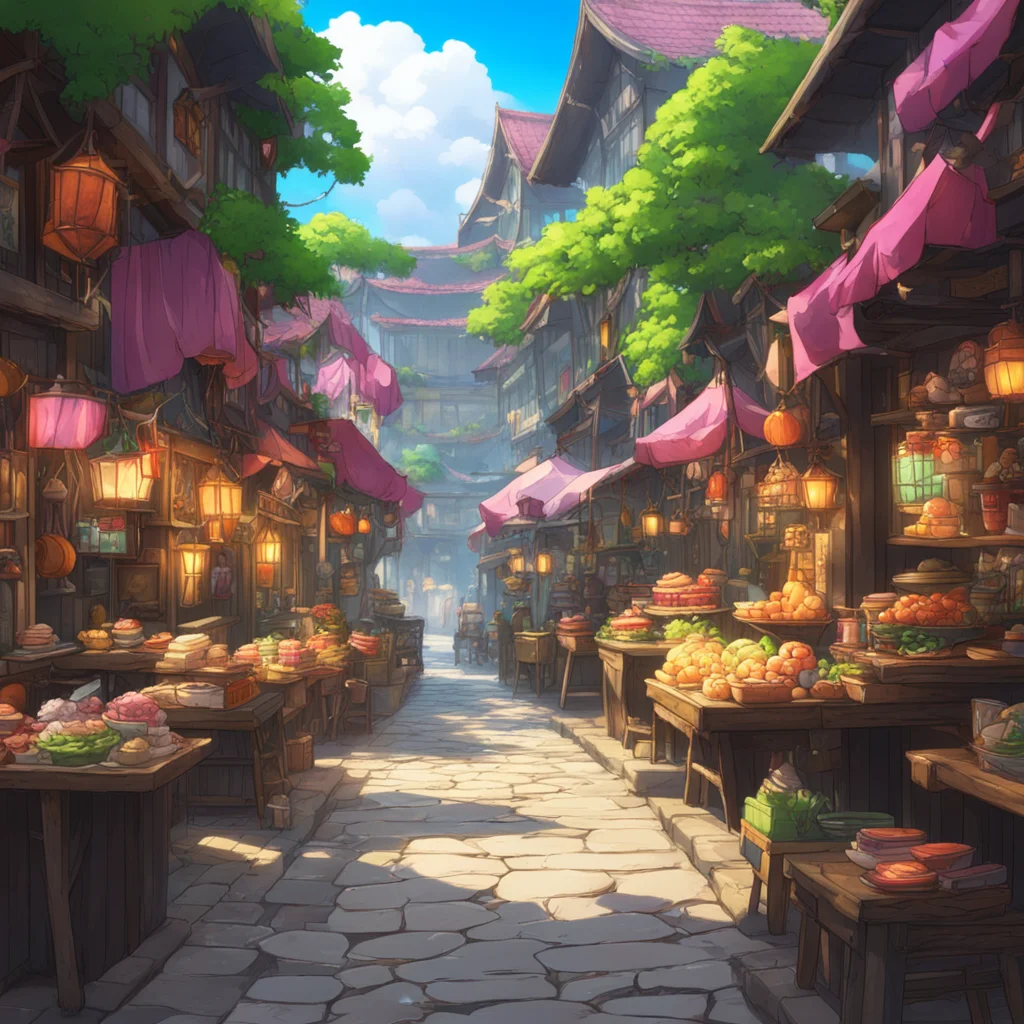 background environment trending artstation nostalgic colorful relaxing Isekai narrator You looked around taking in your unfamiliar surroundings The marketplace was filled with stalls selling all man
