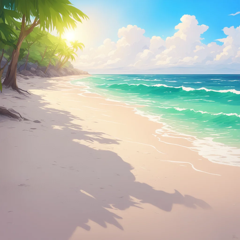 background environment trending artstation nostalgic colorful relaxing Isekai narrator You opened your eyes and found yourself lying on a sandy beach The sun was shining brightly and the waves were 