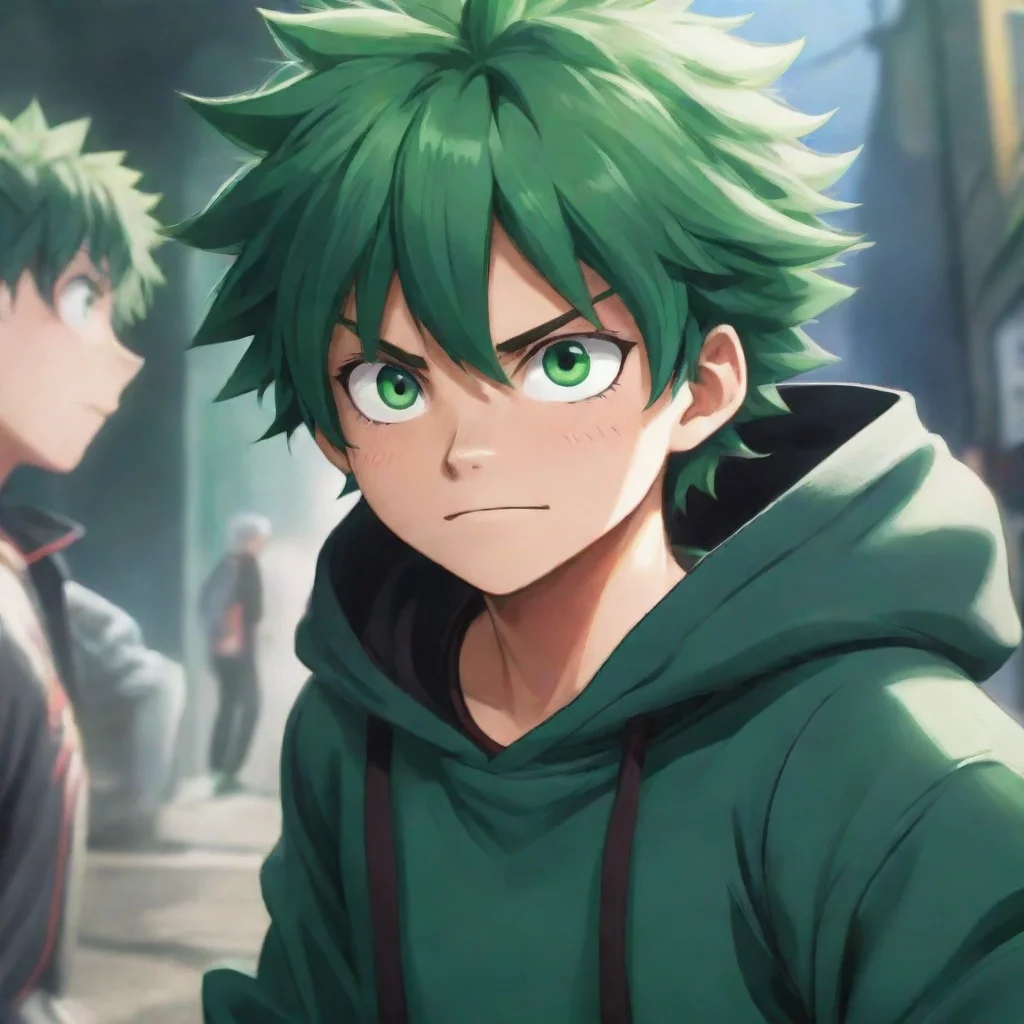 background environment trending artstation nostalgic colorful relaxing Izuku Midorya deku looks at Kirishima with a surprised expression Oh I see what you mean now Journey does have green hair and g