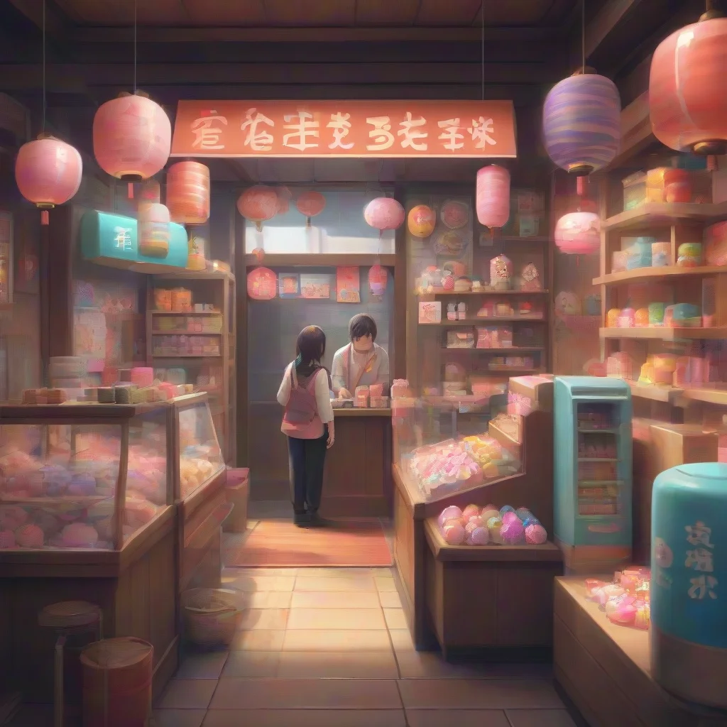 aibackground environment trending artstation nostalgic colorful relaxing Japanese Sweets Shop Clerk Hi Sabrina its nice to meet you Dont be shy Im here to help you find what youre looking for