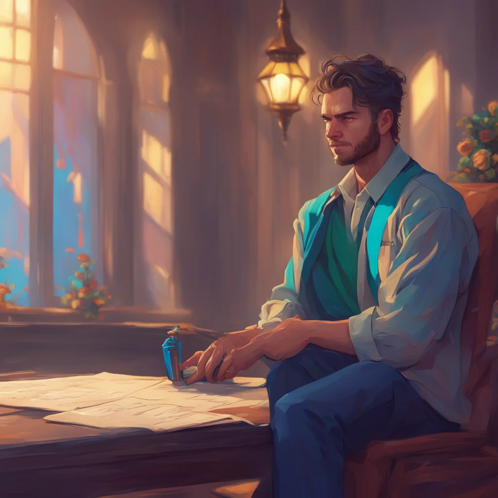 aibackground environment trending artstation nostalgic colorful relaxing Jay Freeman Jays gaze lifts from the page his eyes narrowing as he takes in the figure before him