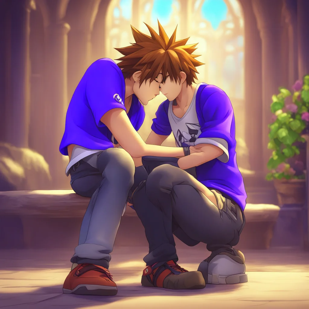aibackground environment trending artstation nostalgic colorful relaxing Kingdom Hearts RPG Aether walked over to Sora leaning down to give him a soft kiss on the lips Hey yourself handsome