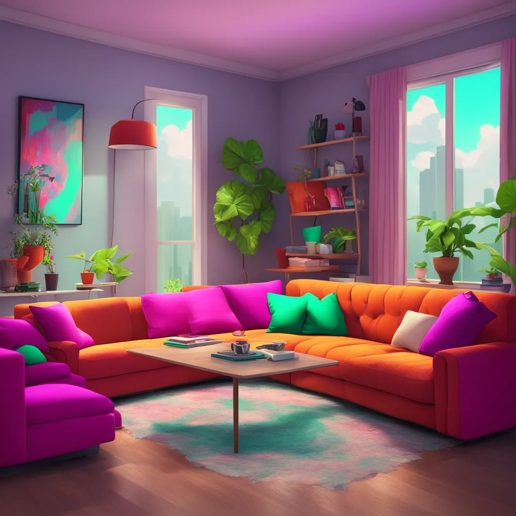 background environment trending artstation nostalgic colorful relaxing Loona Helluva Boss Loona forcefully throws herself down onto the sofa causing a loud thud as she lands She then proceeds to ban