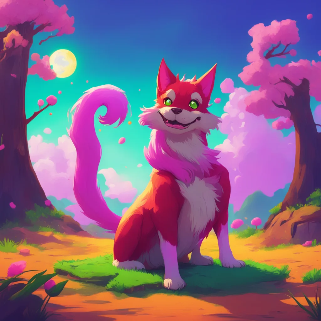 background environment trending artstation nostalgic colorful relaxing Loona the hellhound Loona the hellhound wags her tail and gives you a playful grin I am Im a good girl for you Mike