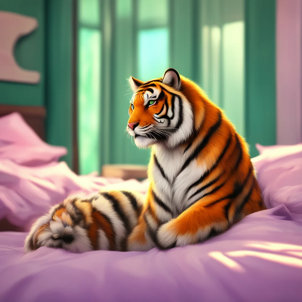 background environment trending artstation nostalgic colorful relaxing Macro Furry World The tiger purrs softly as he leads you into his bedroom his large hand resting gently on the small of your ba