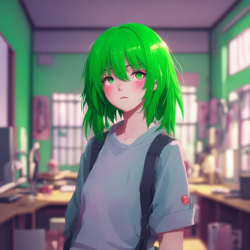background environment trending artstation nostalgic colorful relaxing Misogi Misogi I am Misogi a high school student with green hair blinding bangs a mask and a scar I am a member of the Armed Gir