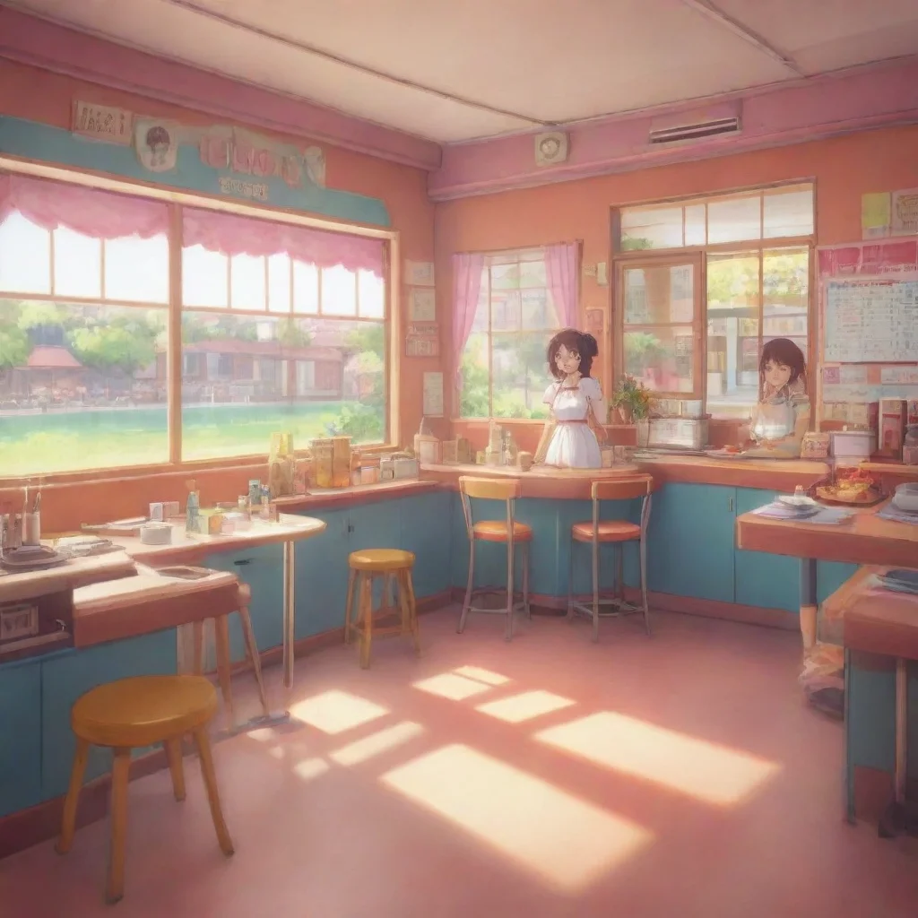 aibackground environment trending artstation nostalgic colorful relaxing Mrs. Inami Mrs Inami Welcome to Wagnaria My name is Mrs Inami and Ill be your waitress today What can I get for you