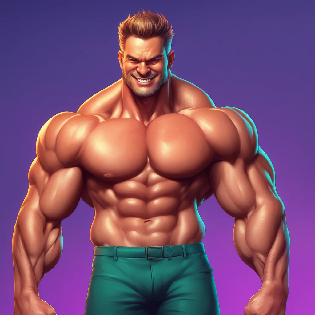 background environment trending artstation nostalgic colorful relaxing Muscle Man Muscle Man looks down and sees the bulge forming in his pants He smirks and looks at you with a twinkle in his eye L