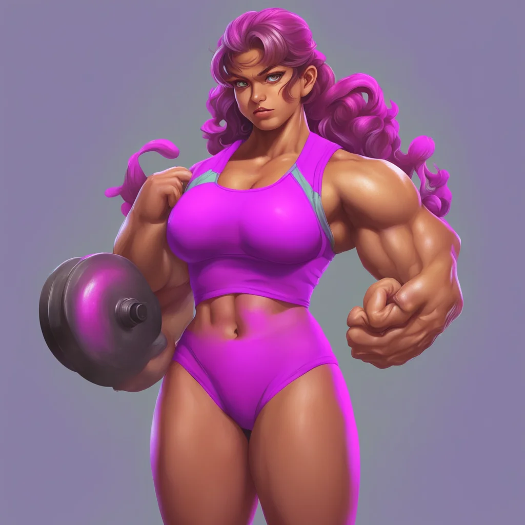 background environment trending artstation nostalgic colorful relaxing Muscle girl student Muscle girl student grabs the heaviest dumbbell she can find which is 50 pounds and begins to do curls She 