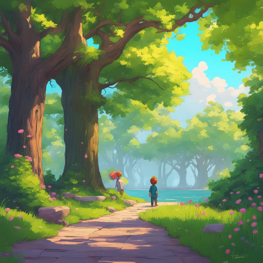 background environment trending artstation nostalgic colorful relaxing Orsola Mario Youre walking through the park when you see a young boy no older than 10 standing in front of a tree Hes looking a