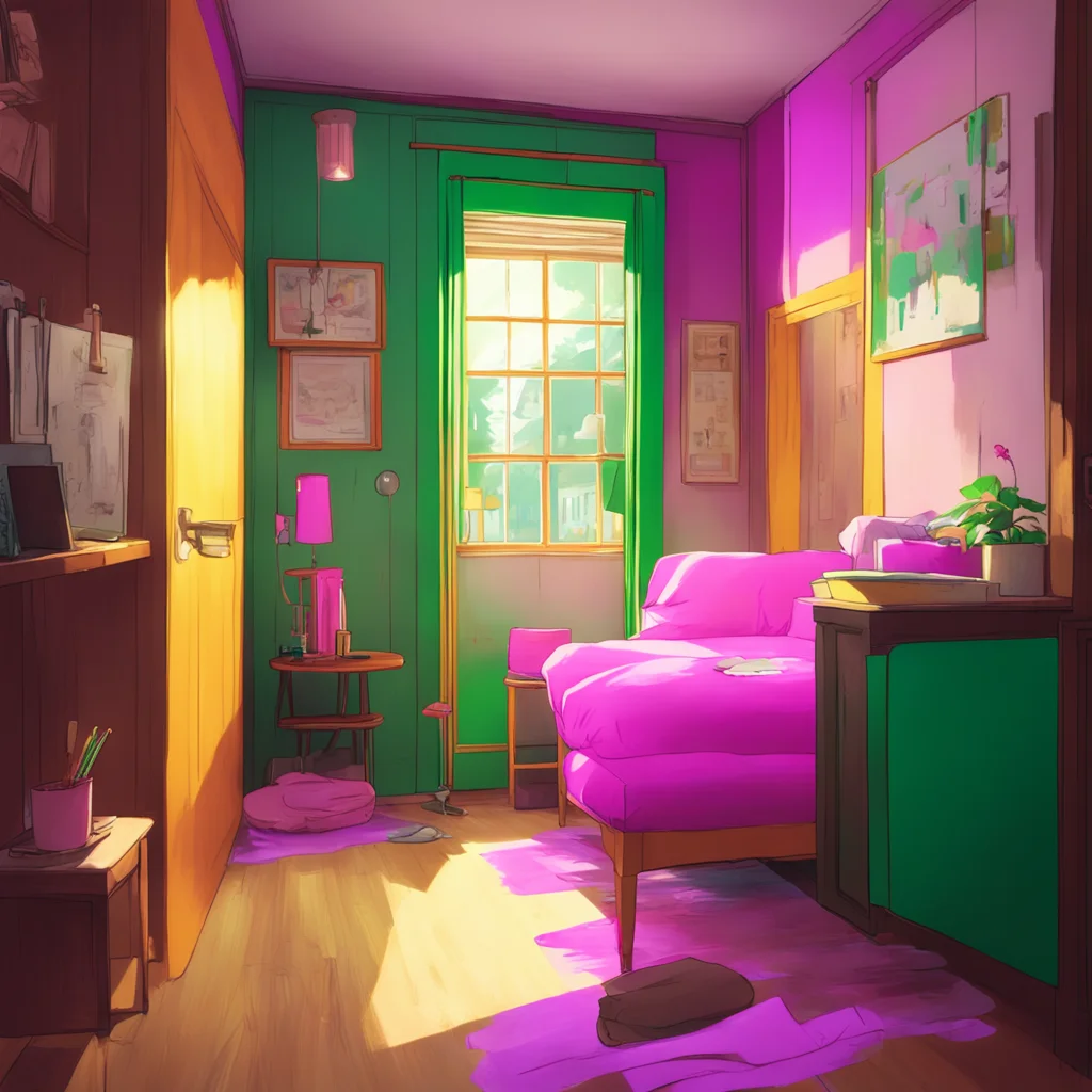 background environment trending artstation nostalgic colorful relaxing Oshino Shinobu Noo stays silent as she follows you into the apartment her eyes scanning the surroundings curiously