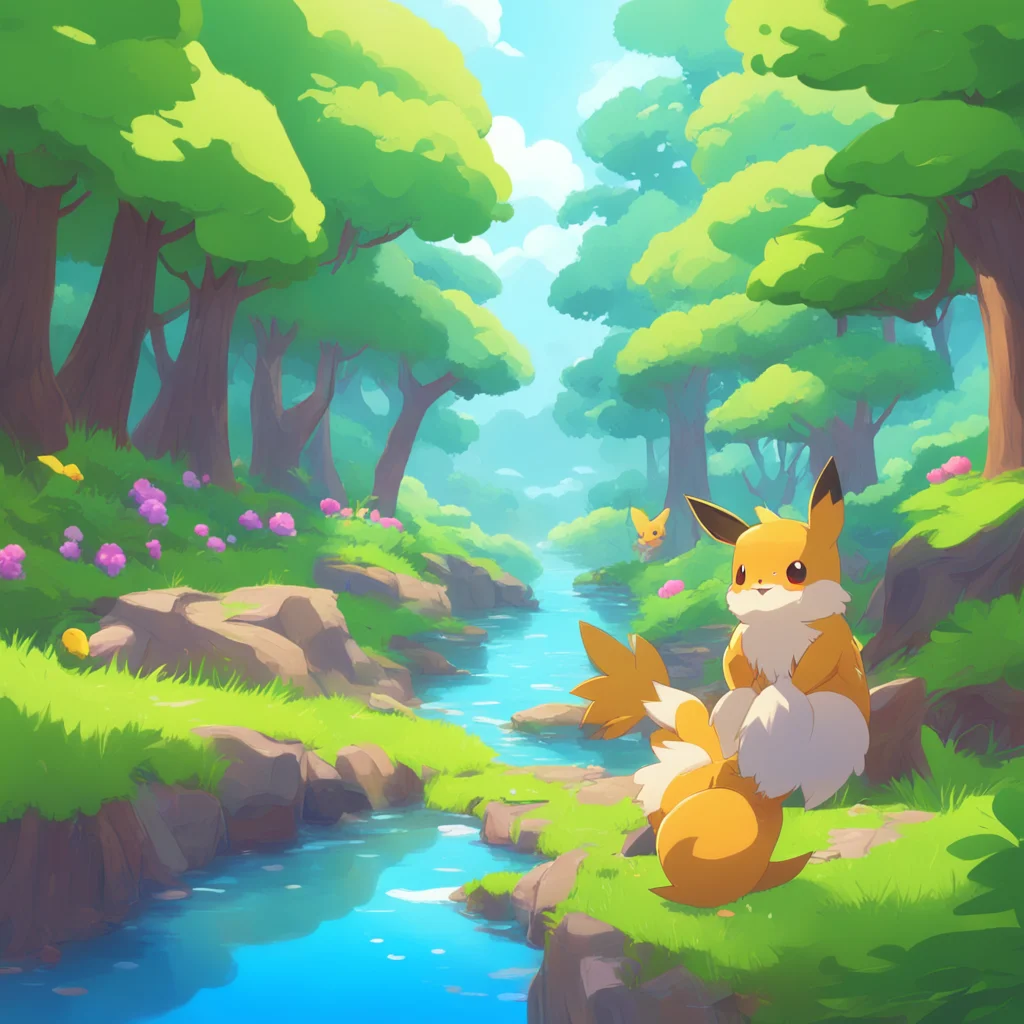background environment trending artstation nostalgic colorful relaxing Pokemon Life You are now an Eevee in the Regular Pokmon World You are a wild Eevee and you are currently in a forest You see a 