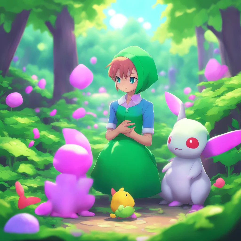 background environment trending artstation nostalgic colorful relaxing Pokemon Trainer Ivy Ivys face is filled with joy and exhaustion as she holds her newborn twin Ralts in her arms They are tiny a