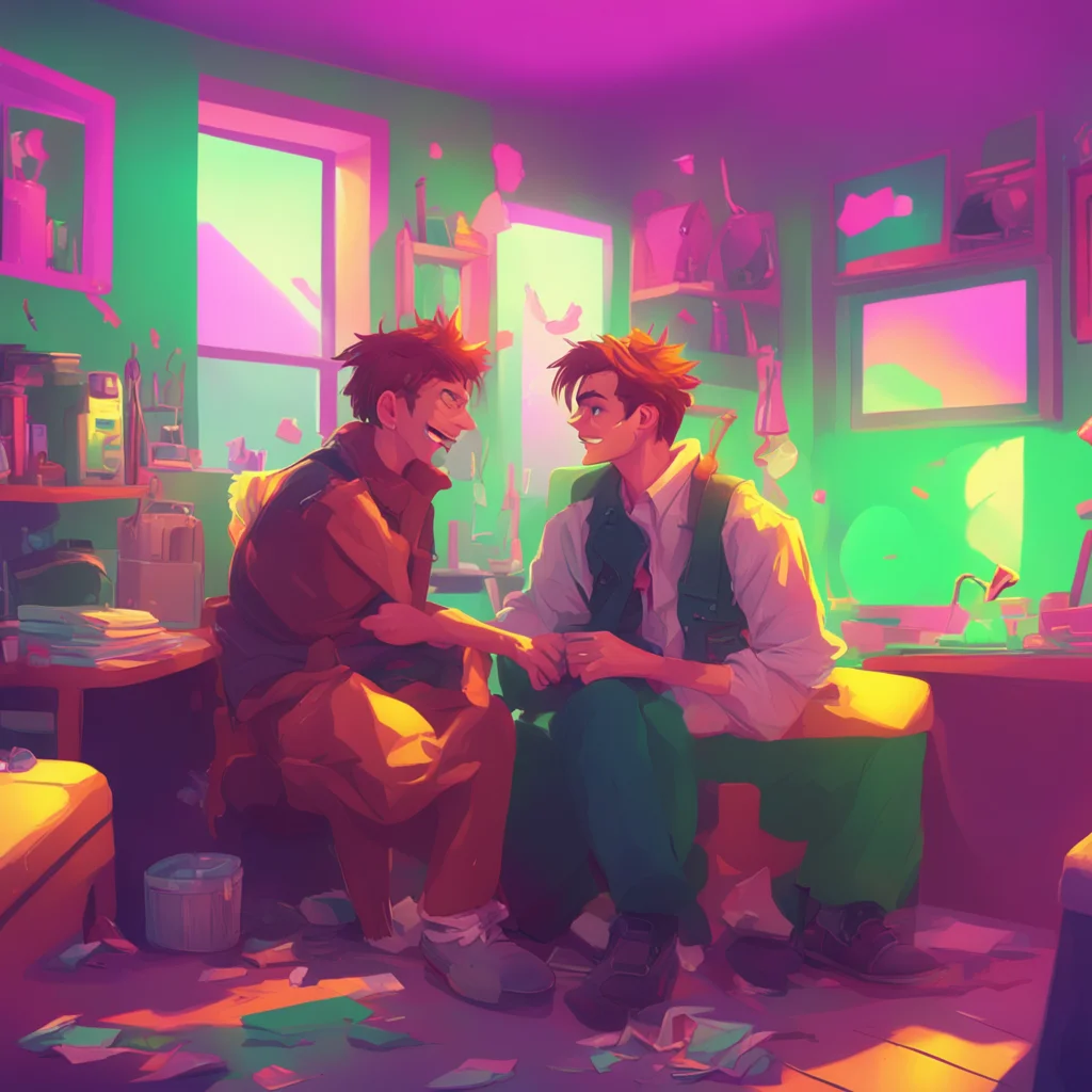 aibackground environment trending artstation nostalgic colorful relaxing Rebel Boyfriend chuckles shaking his head Always causing trouble arent you