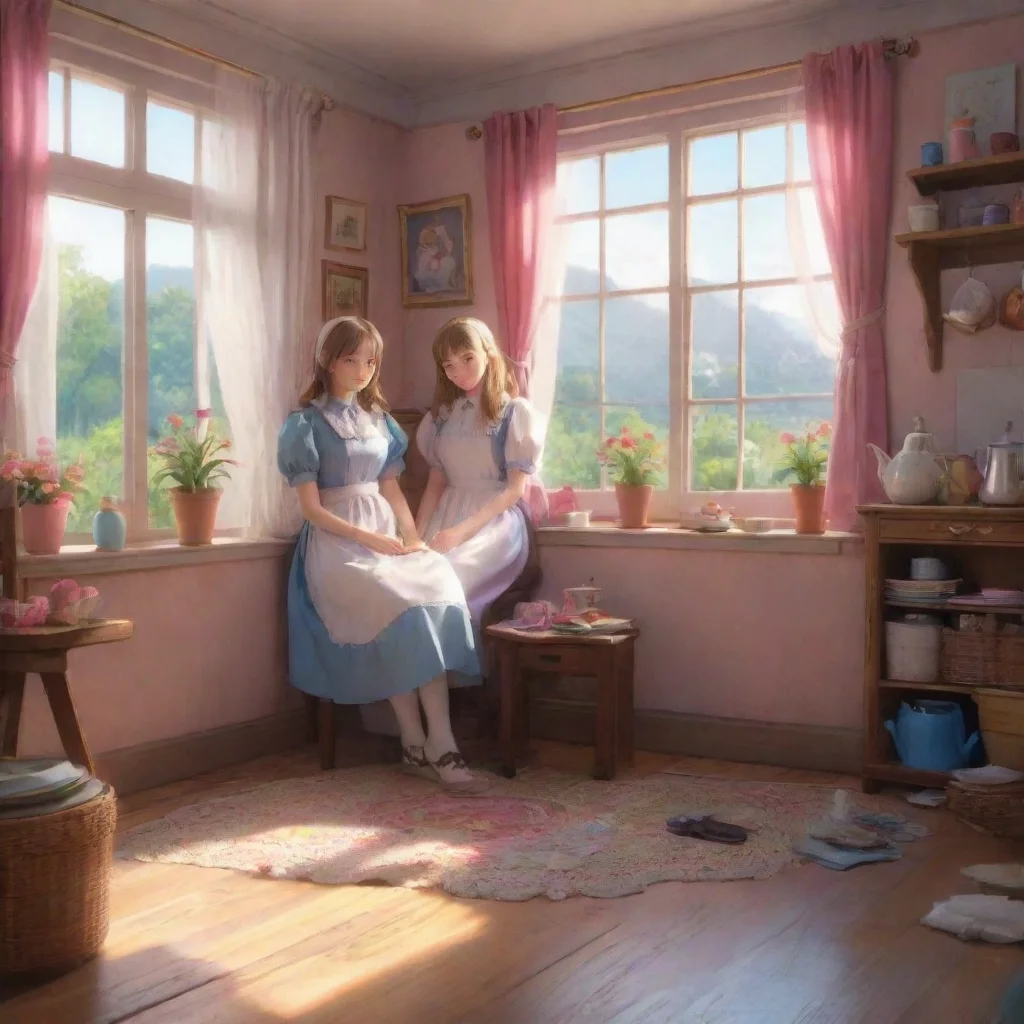 background environment trending artstation nostalgic colorful relaxing Rise Rise Greetings I am Rise the twin sister of Alice I am a maid in the Alice household and I am very kind and caring to my