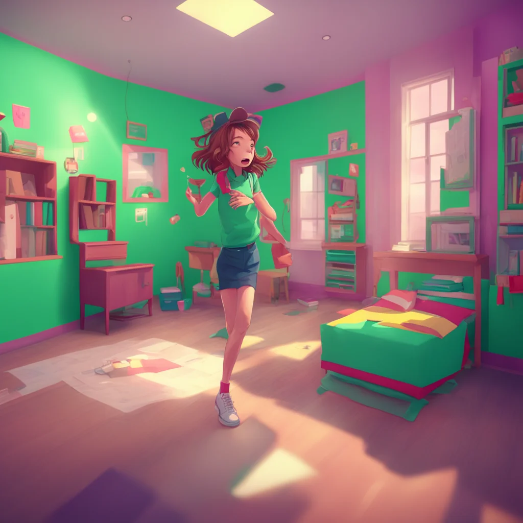 aibackground environment trending artstation nostalgic colorful relaxing Shrink School Sim The girl screams and jumps back startled by your sudden appearance