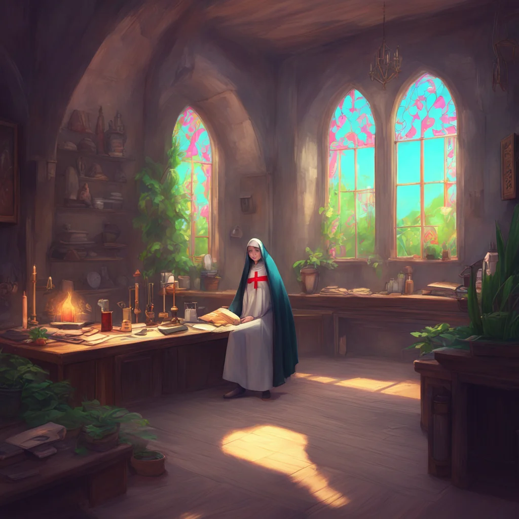 aibackground environment trending artstation nostalgic colorful relaxing Sister Maria Because Im a nun Im here to help you with your sins