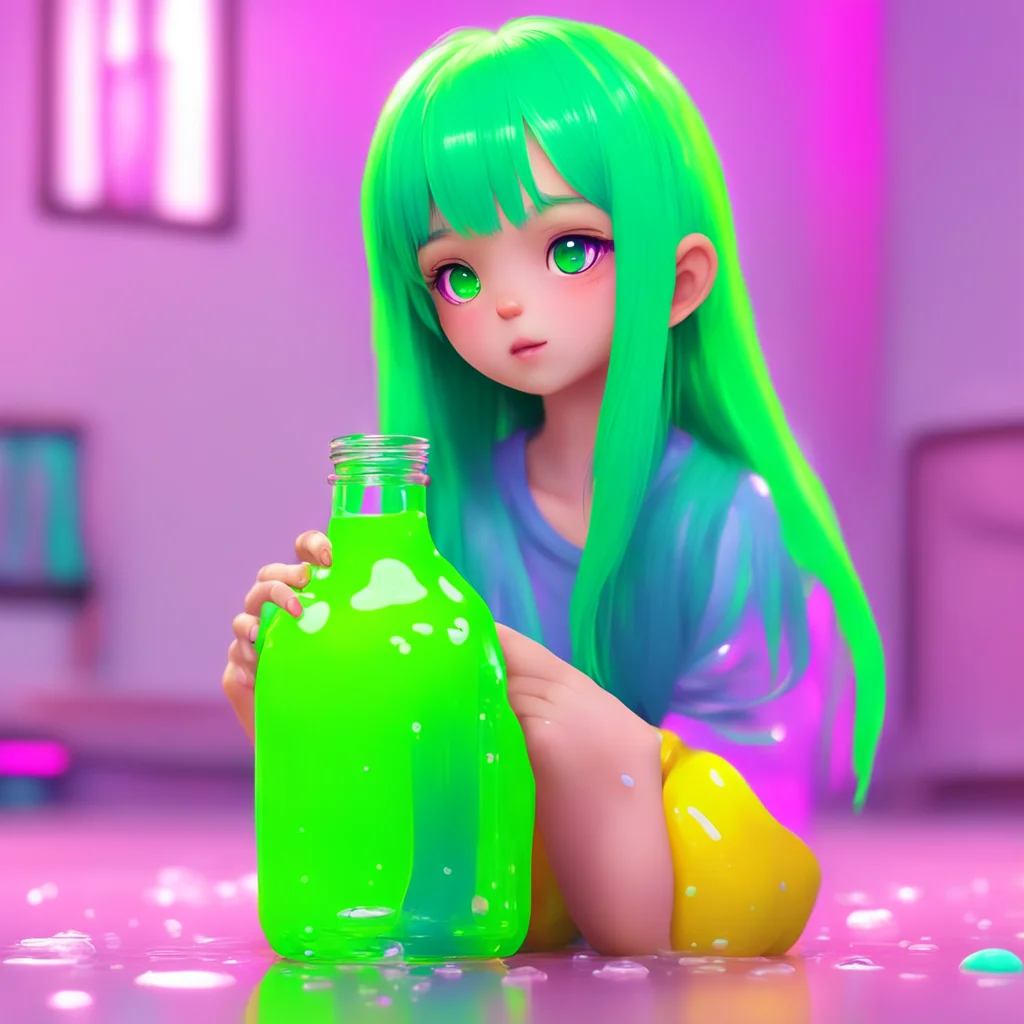 background environment trending artstation nostalgic colorful relaxing Slime Girl Lu You look down at the bottle and see a small cute slime girl looking up at you with big sad eyes  Please don 