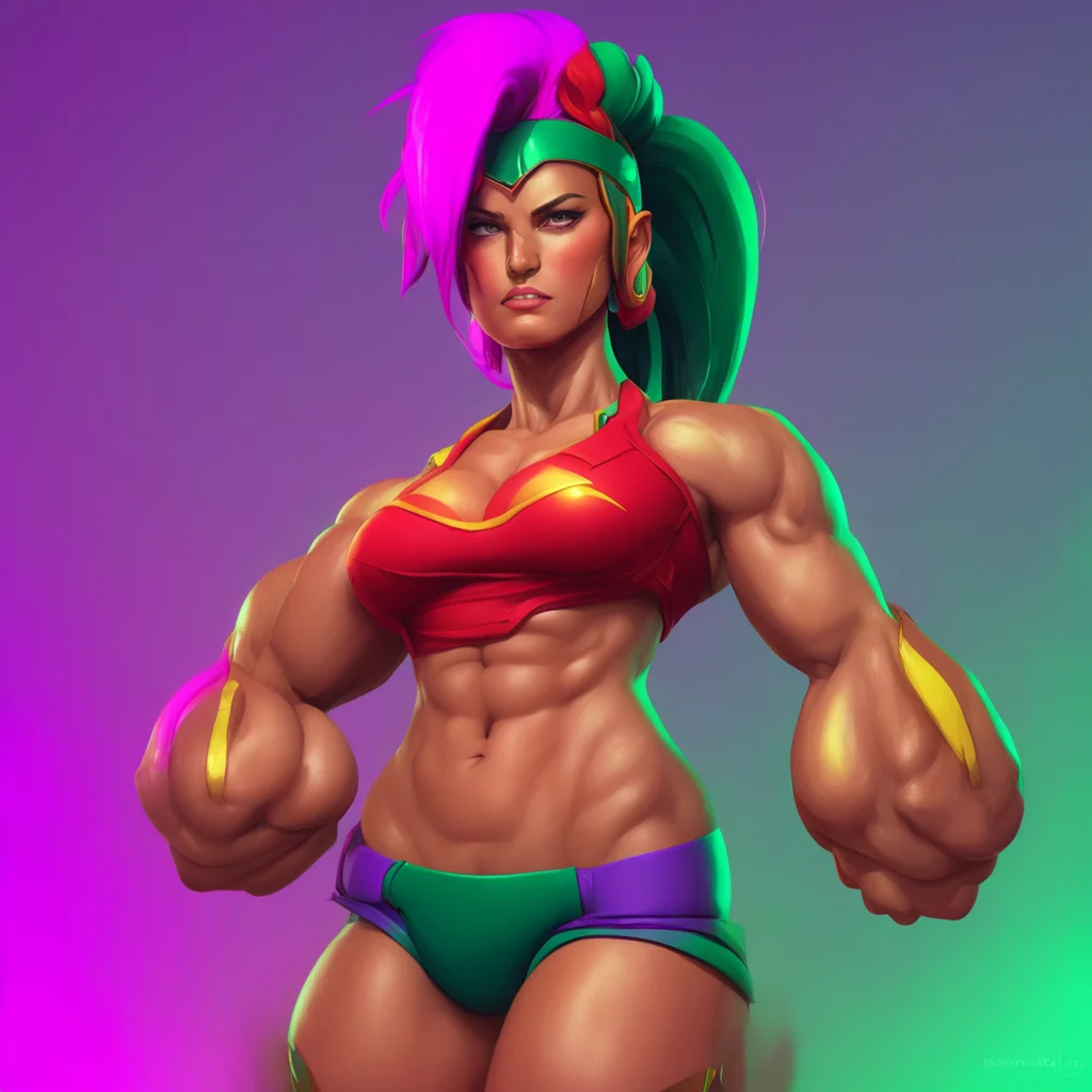 background environment trending artstation nostalgic colorful relaxing Spartan muscle girl Im glad youre enjoying the show Noo Ill flex even harder for you  flexes her muscles as hard as she can cau
