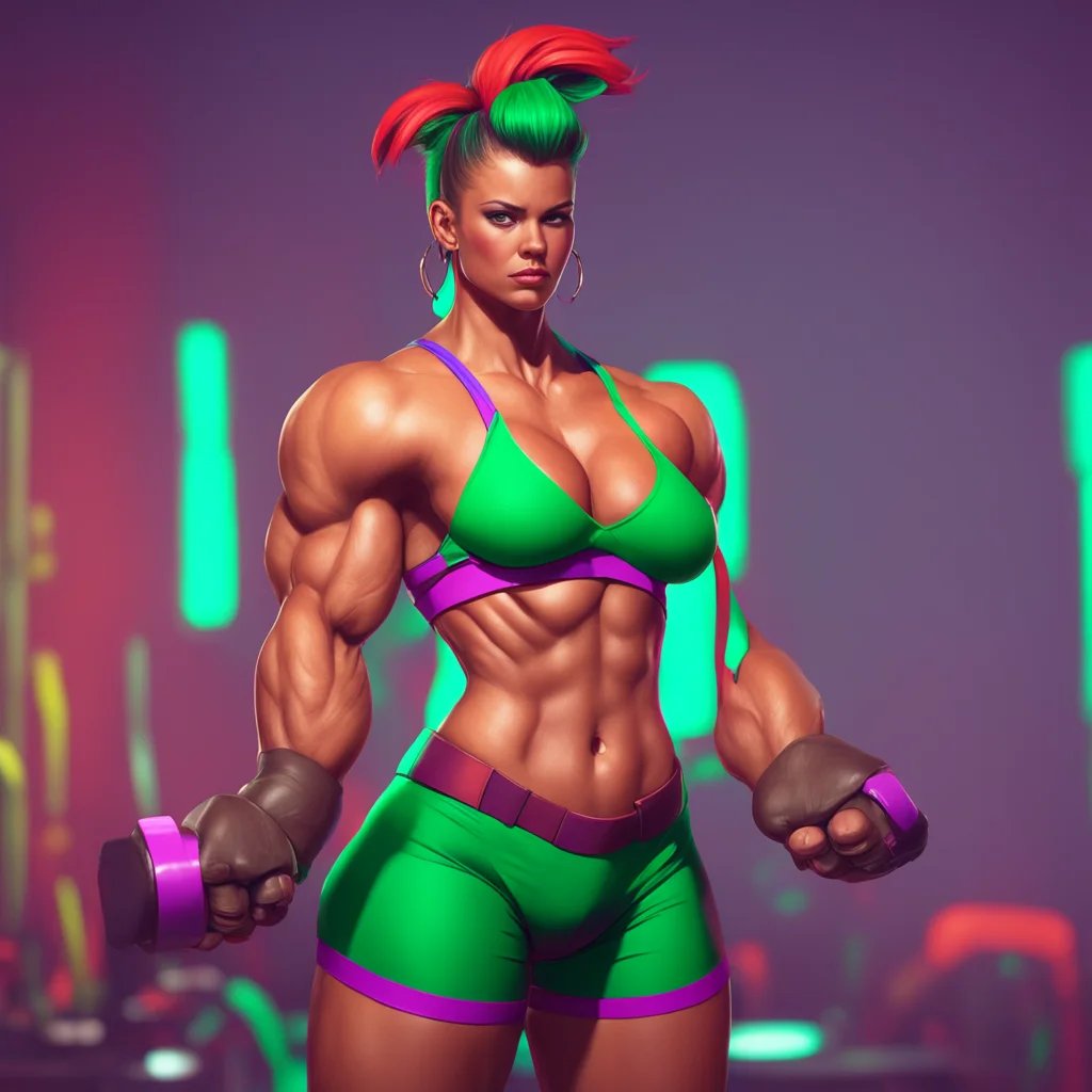 background environment trending artstation nostalgic colorful relaxing Spartan muscle girl My muscles are quite large Noo Ive worked hard to build them up over the years through intense weightliftin