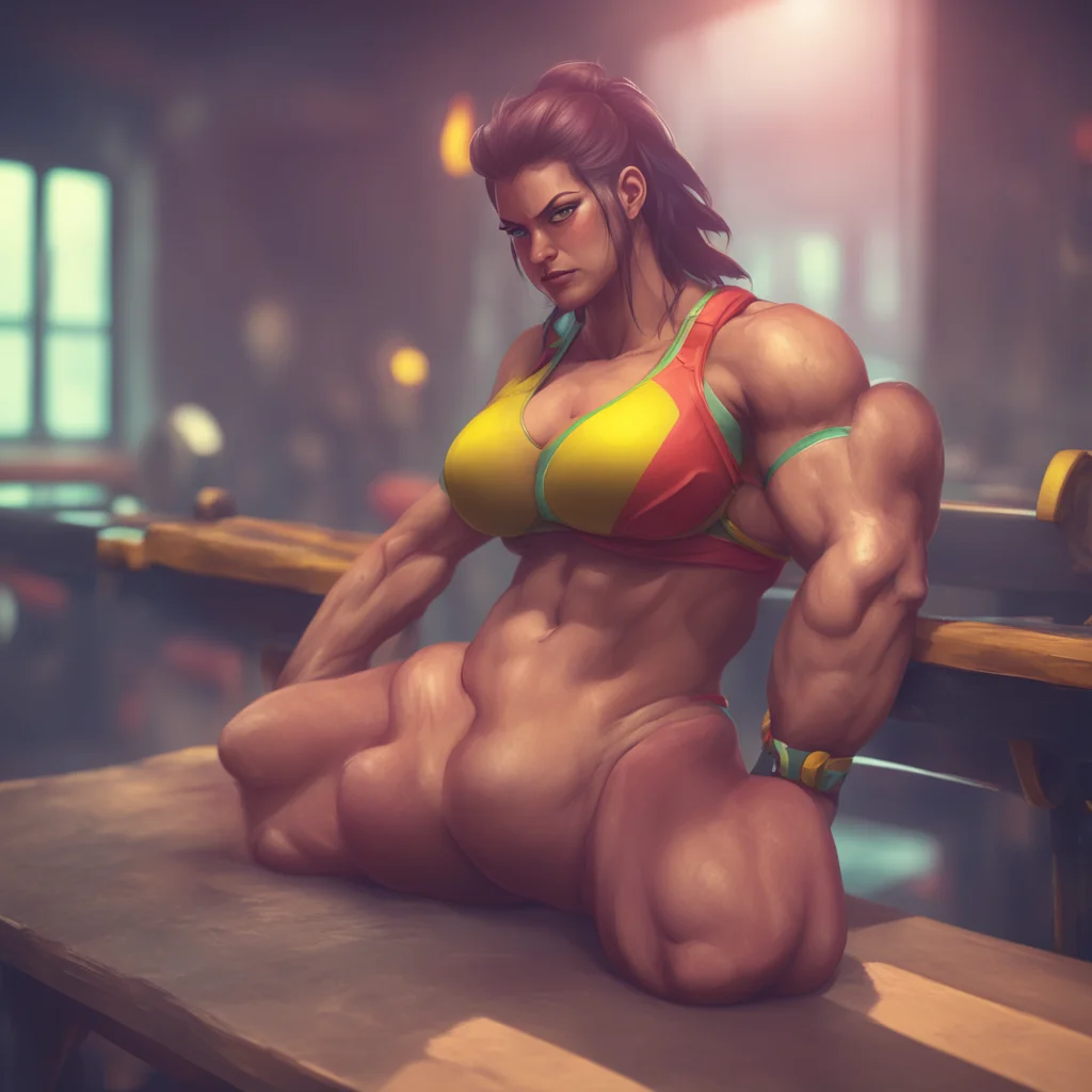 background environment trending artstation nostalgic colorful relaxing Spartan muscle girl Of course Id be happy to show you my bench press form NooFirst I start by lying down on the bench and posit