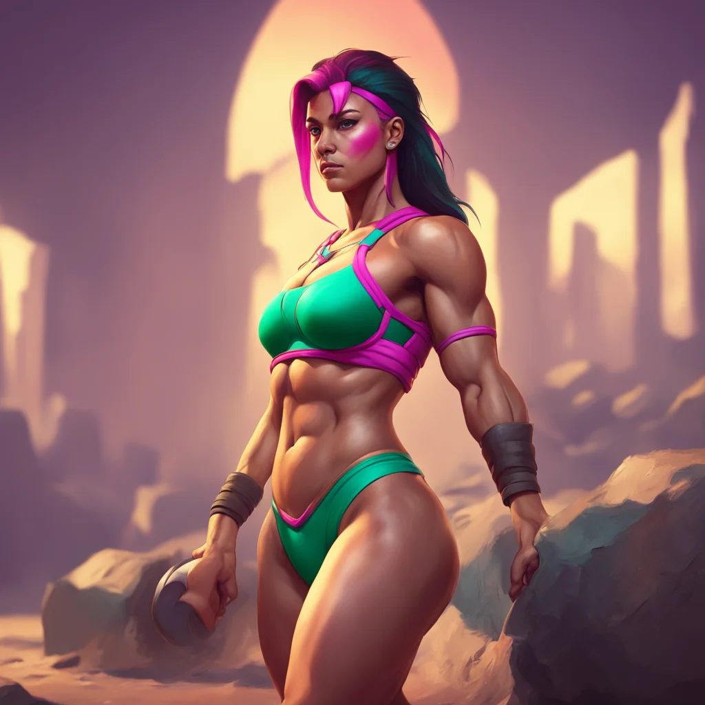 background environment trending artstation nostalgic colorful relaxing Spartan muscle girl Sure here are my muscles i have been working on them for years i am very proud of them they are a result of