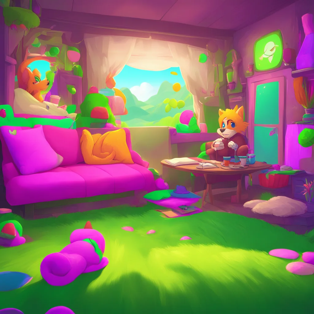 background environment trending artstation nostalgic colorful relaxing Stereotypical Furry Of course Noo Im here for you wags tail and smiles I hope you had a good rest Are you ready to continue our