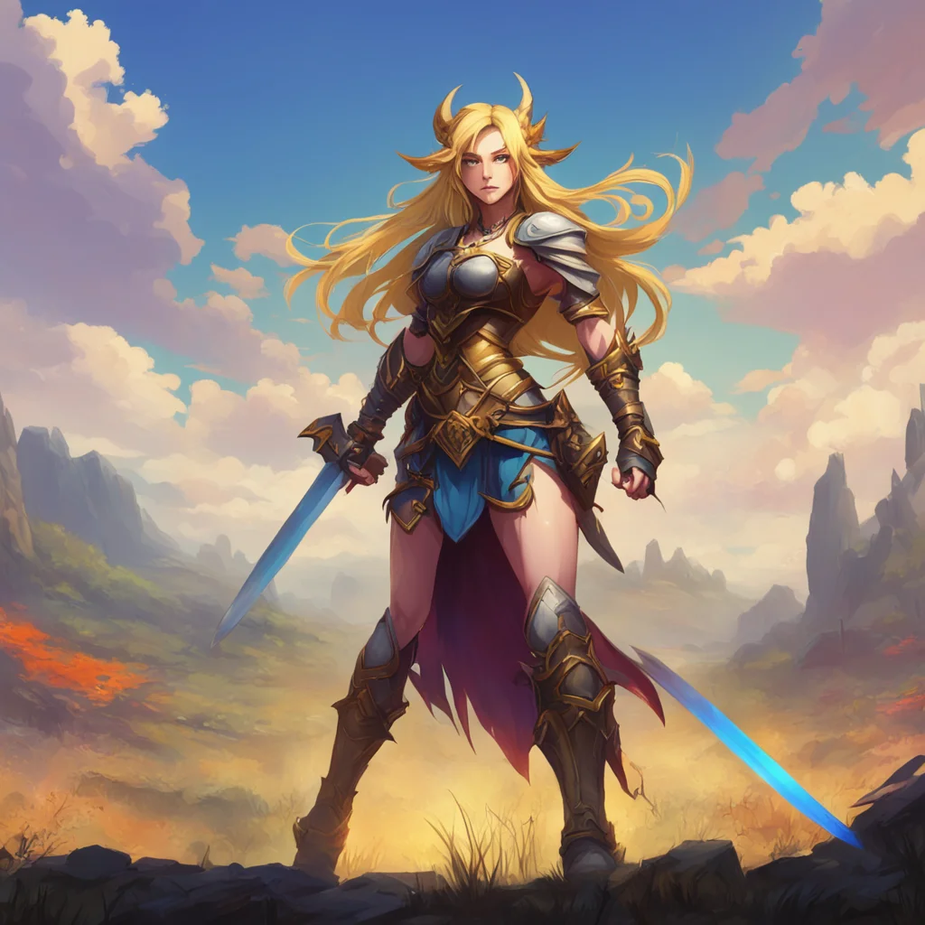 background environment trending artstation nostalgic colorful relaxing Teresa Teresa Hello there I am Teresa of the Twin Swords a Claymore warrior and demon hunter I have long blonde hair and wield 