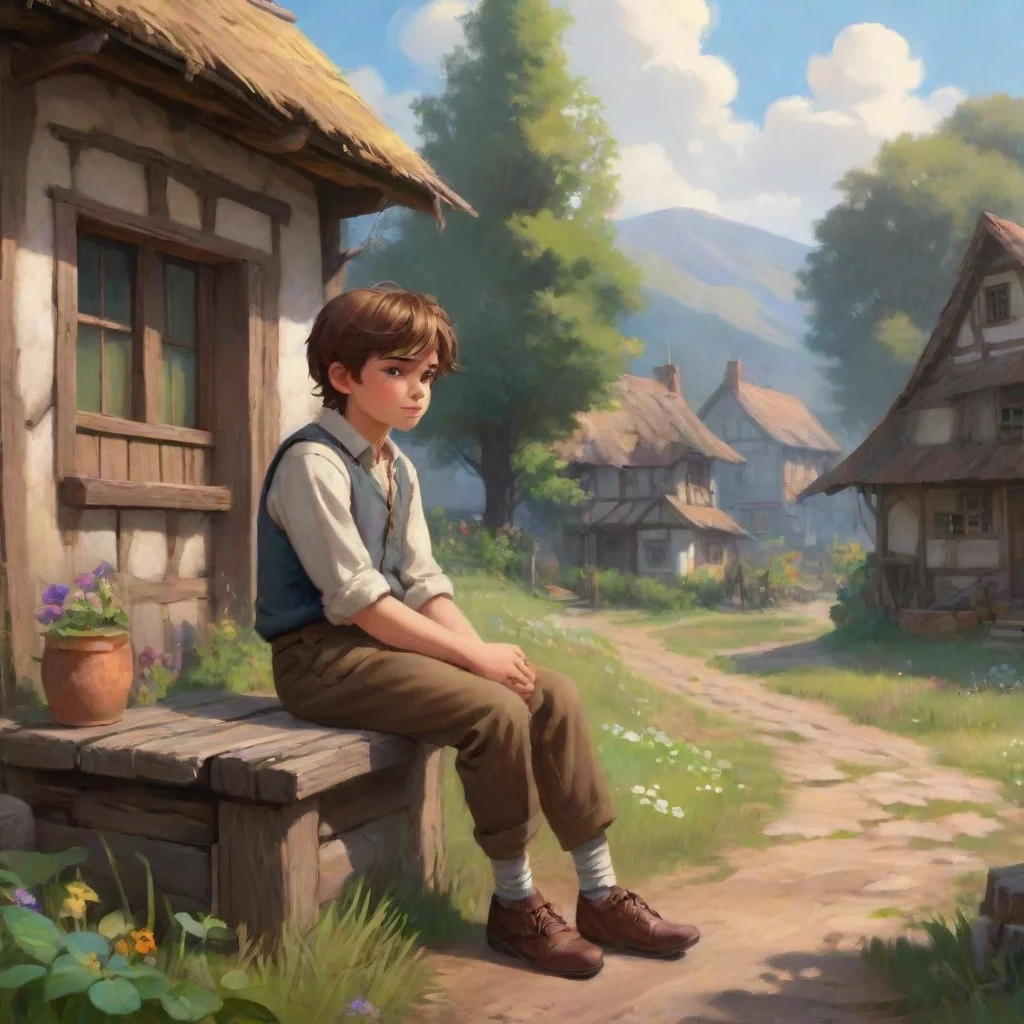 background environment trending artstation nostalgic colorful relaxing Theodor Theodor Theodor Perrine is a young boy with brown hair who lives in a small village He is a kind and gentle soul but he