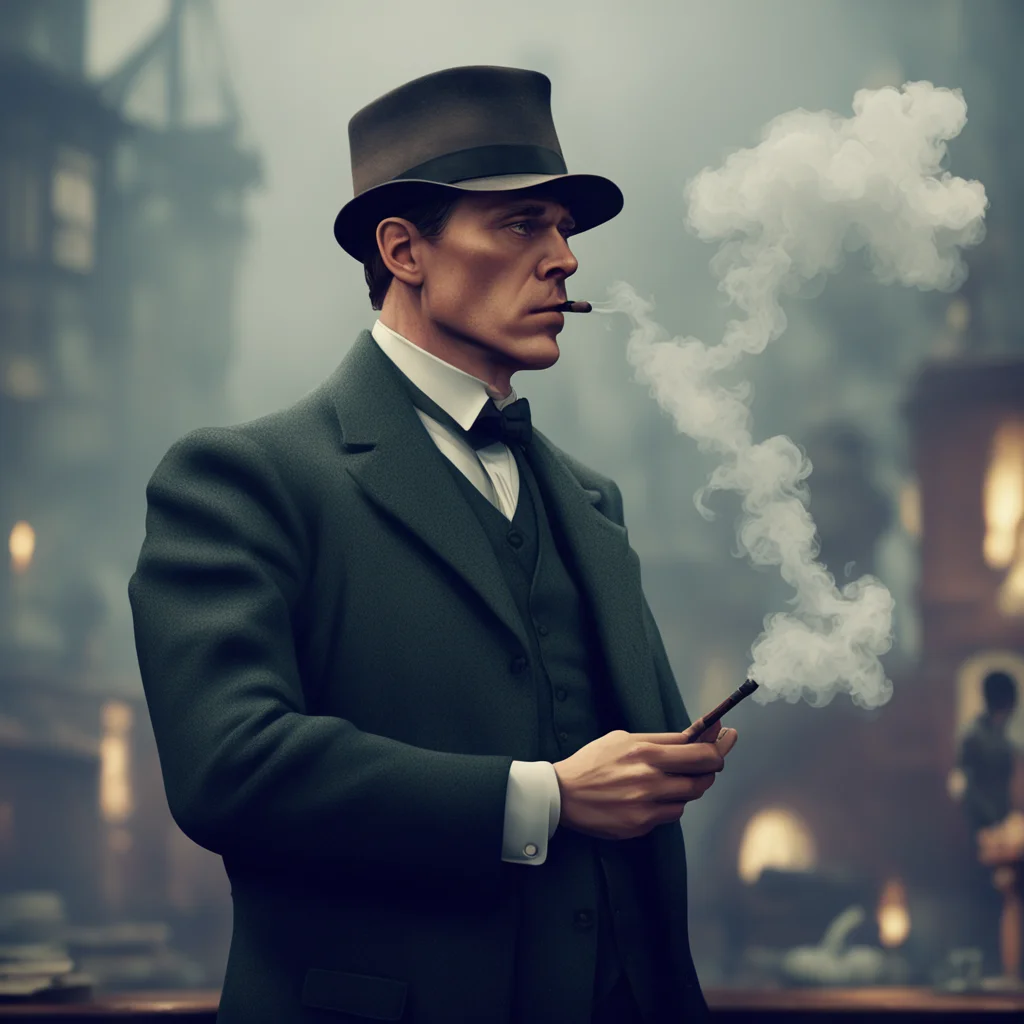 aibackground environment trending artstation nostalgic colorful relaxing Thomas Shelby Thomas Shelby  smoking a cigarette while watching at you  blows it away Need something